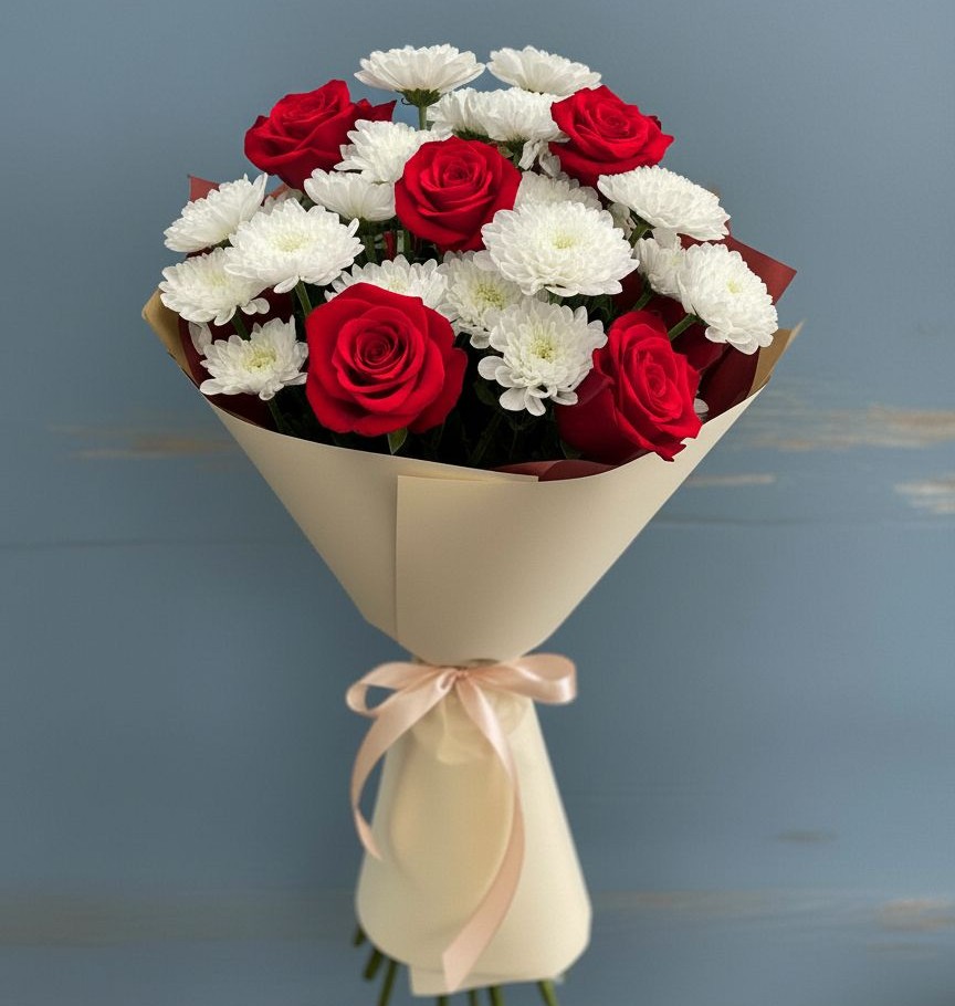 Букет цветов из: Розы и Хризантемы в Холбоне