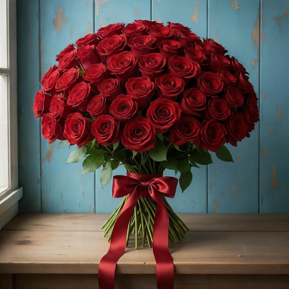 Букет Красные розы Блэк Меджик в Холбоне