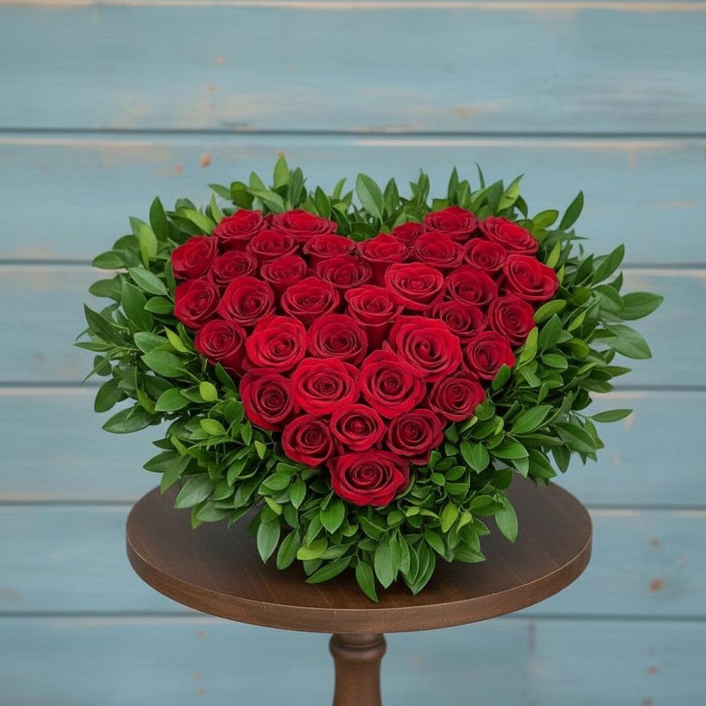 Цветочная композиция из Розы в виде сердца в Холбоне