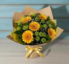 Букет цветов из:  Герберы и Хризантемы #REPLACE_PRED# Холбоне