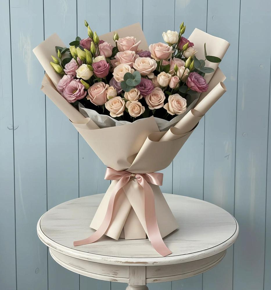 Букет цветов из: Розы и Лизиантусы в Холбоне