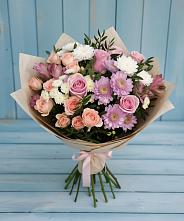 Букет цветов из:  Хризантемы, Розы и Альстромерии #REPLACE_PRED# Холбоне