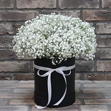 Цветочная композиция из Гипсофила в шляпной коробке в Холбоне